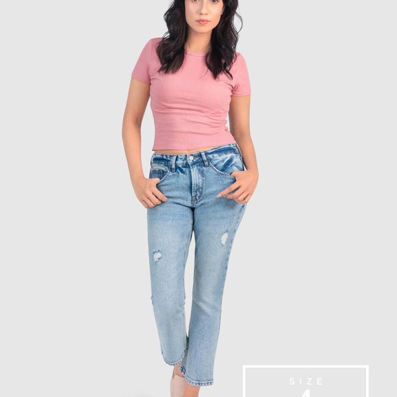 OLGYN Stretch Light Blue Denim Boot Cut Fit Pant - Picture 4 of 5